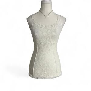 Madienform White Full Lace Fitted Full Length Perfecg Layering Tank Size Medium